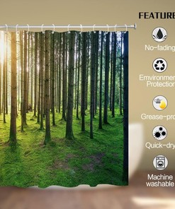 Birch Forest Sunshine Shower Curtain for Nature and Landscape Bathroom Decor 