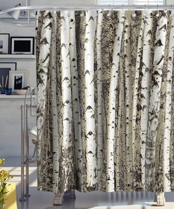 Birch Tree Shower Curtain Rustic Bath Decor