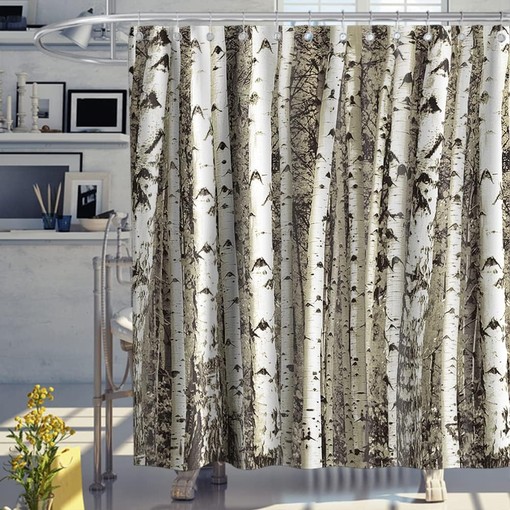 Birch Tree Shower Curtain Rustic Bath Decor