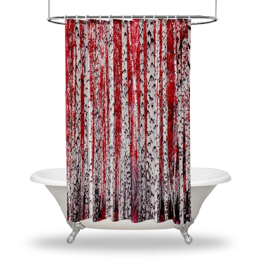 Birch Trees Forest Scenery Shower Curtain - Nature Themed Bathtub Decorations
