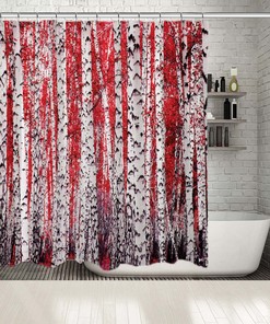 Birch Trees Forest Scenery Shower Curtain - Nature Themed Bathtub Decorations