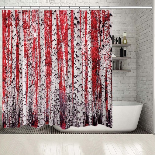 Birch Trees Forest Scenery Shower Curtain - Nature Themed Bathtub Decorations