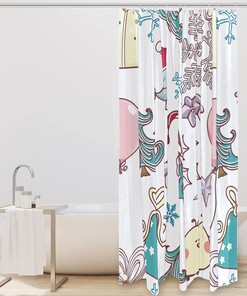 Bird and Snowflake Shower Curtain with Candy for Sweet Bathroom Decor