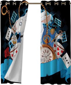 Blackout Curtain with Alice in Wonderland Design for Multicolor Bedroom Decor