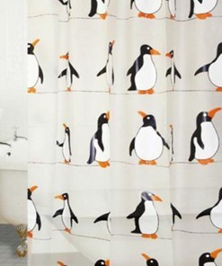 Blue Canyon CM Shower Curtain with Cute Penguin Print - Make Your Bathroom Cozy