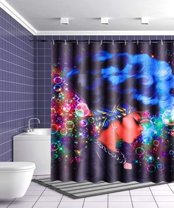 Blue Hair Afro Girl Shower Curtain for Unique African American Bathroom 