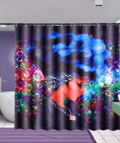 Blue Hair Afro Girl Shower Curtain for Unique African American Bathroom