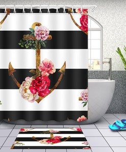Blue Moroccan Tile Design Fabric Shower Curtain for Blue Bathroom Decor