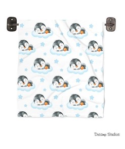 Blue Penguin Cloud Star Kids Bath Towel - Cute and Large Beach Swim Towel - Perfect Gift for Arctic Polar Animals Lover