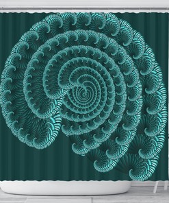 Blue Seashell Shower Curtain, Nautical Beach Bathroom Decor