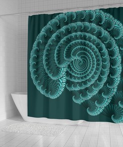 Blue Seashell Shower Curtain, Nautical Beach Bathroom Decor
