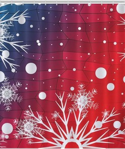 Blue and Red Christmas Shower Curtain with Snowflakes by Woodyotime