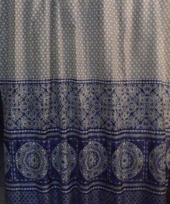 Blue and White Geometric Design Shower Curtain - Medallions, Diamonds and Dots Pattern