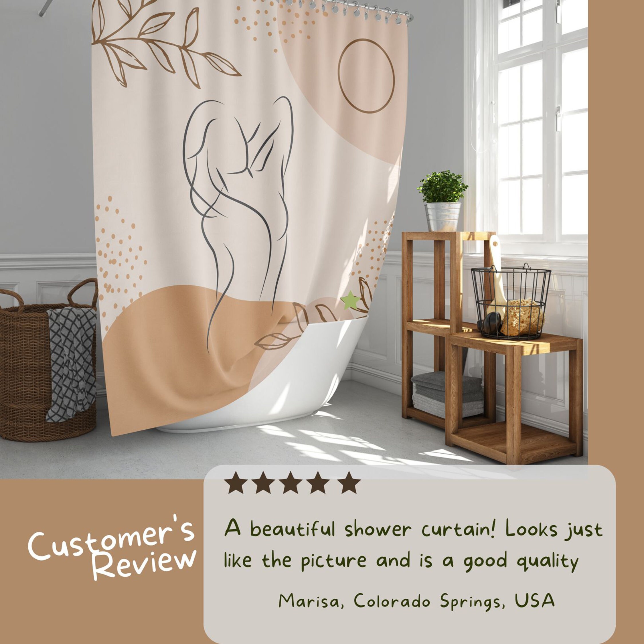 Bohemian Female Silhouette Leaves Shower Curtain for Home Bath Decor
