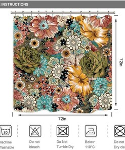 Bohemian Floral Boho Botanical Retro Shower Curtain with Funky Bright Colors for a Bold Bathroom Decor - Home Decor