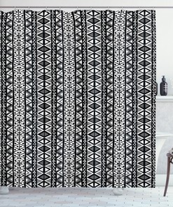 Boho Aztec Style Print Shower Curtain for Western Bathroom Decor