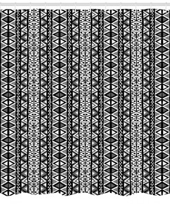 Boho Aztec Style Print Shower Curtain for Western Bathroom Decor