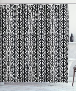 Boho Aztec Style Print Shower Curtain for Western Bathroom Decor