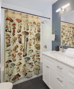 Boho Hippie Vintage Mushroom Shower Curtain for Unique Bathrooms