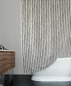 Boho Shower Curtain - Black and White Art Deco Design with Dots and Rows, Perfect for Your Bathroom