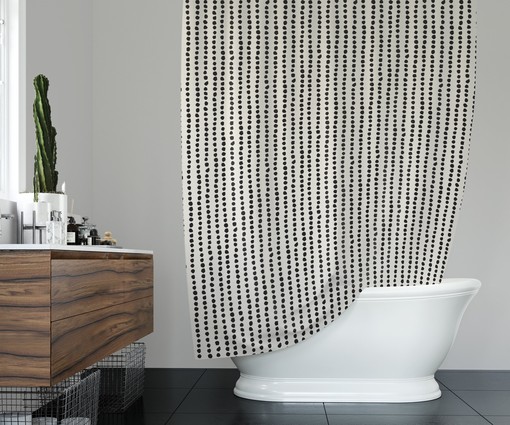 Boho Shower Curtain - Black and White Art Deco Design with Dots and Rows, Perfect for Your Bathroom