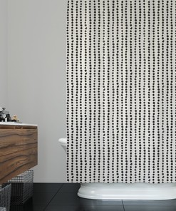 Boho Shower Curtain - Black and White Art Deco Design with Dots and Rows, Perfect for Your Bathroom