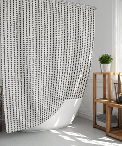 Boho Shower Curtain - Black and White Art Deco Design with Dots and Rows, Perfect for Your Bathroom
