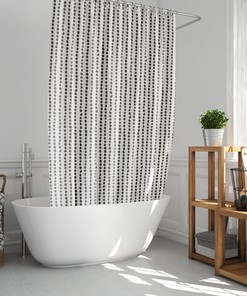 Boho Shower Curtain - Black and White Art Deco Design with Dots and Rows, Perfect for Your Bathroom