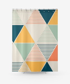 Bold Geometric Triangle Shower Curtain for a Modern Bathroom Look