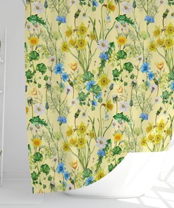 Botanical Flowers Shower Curtain for Cottagecore Bathroom Decor