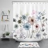 Botanical Leaf Wildflower Shower Curtain - Watercolor Bathroom Decor - Home and Housewarming Gift
