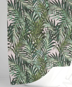 Botanical Print Shower Curtain - Tropical Bathroom Decor
