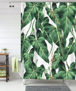 Botanical Shower Curtain for Bathroom Decoration - Water Repellent Curtain for Bathtubs and Hotels - Home and Bathroom Decor
