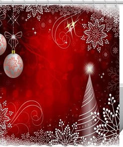Bright Christmas Snowflakes Shower Curtain for Home Decor