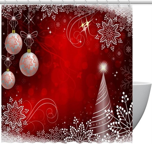 Bright Christmas Snowflakes Shower Curtain for Home Decor