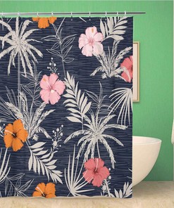 Bright Tropical Forest Pattern Shower Curtain for Summer Bathroom Decor