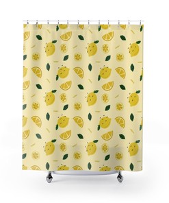 Brighten up Your Bathroom with Pastel Yellow Lemons Print Shower Curtain