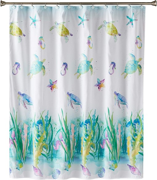Bring the Beach Home with Watercolor Ocean Shower Curtain