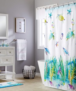 Bring the Beach Home with Watercolor Ocean Shower Curtain