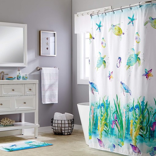 Bring the Beach Home with Watercolor Ocean Shower Curtain
