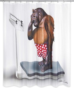 Brown Novelty Monkey Waterproof Shower Curtain - Bathroom Decor