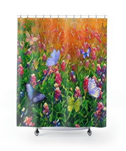 Butterflies and Wildflowers Shower Curtains - Unique Gift for Gardener or Grandma