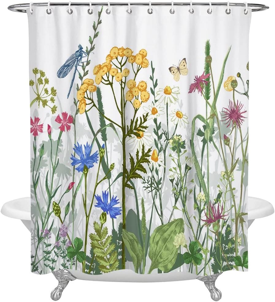 Butterfly Dragonfly Fabric Shower Curtain - Home Decorative Bathroom Curtain