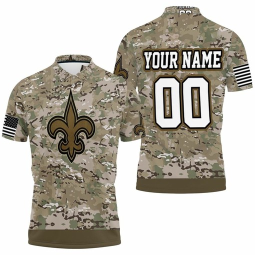 Camouflage Veteran 3D Personalized Polo Shirt - New Orleans Saints Fan Gift