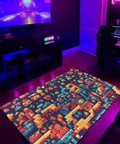 Can Pixel Art Pattern, Customizable Gamer Rug for Bedroom