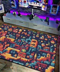 Can Pixel Art Pattern, Customizable Gamer Rug for Bedroom