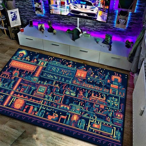 Can Pixel Art Pattern, Customizable Gamer Rug for Living Room