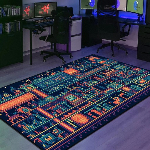 Can Pixel Art Pattern, Customizable Gamer Rug for Living Room