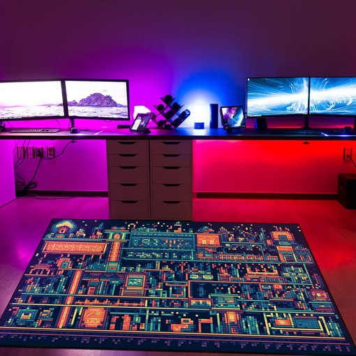 Can Pixel Art Pattern, Customizable Gamer Rug for Living Room