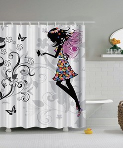 Cartoon Butterfly Shower Curtain for Nature Lovers Bathroom Decor